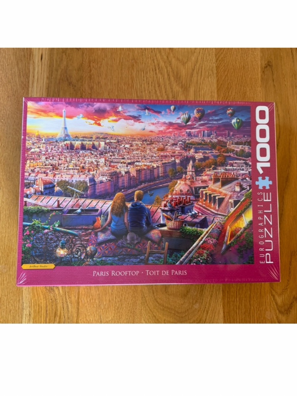 Vibrant Paris Rooftop 1000-Piece Jigsaw Puzzle - Pink